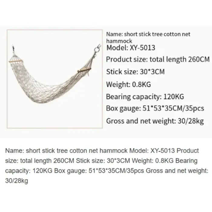 Hamac en maille de coton - Kf s d cb e b ceb ea n - Outdoor Starterkit