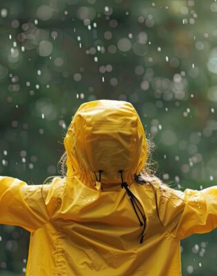 Accueil - A little girl in a yellow raincoat. selective focus - Outdoor Starterkit